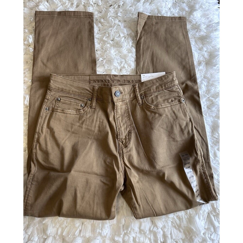 American Eagle Men’s Slim Straight Jeans Brown Medium Wash Denim 5 Pocket